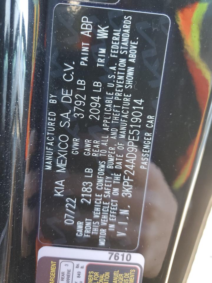 2023 KIA FORTE LX VIN:3KPF24AD9PE519014