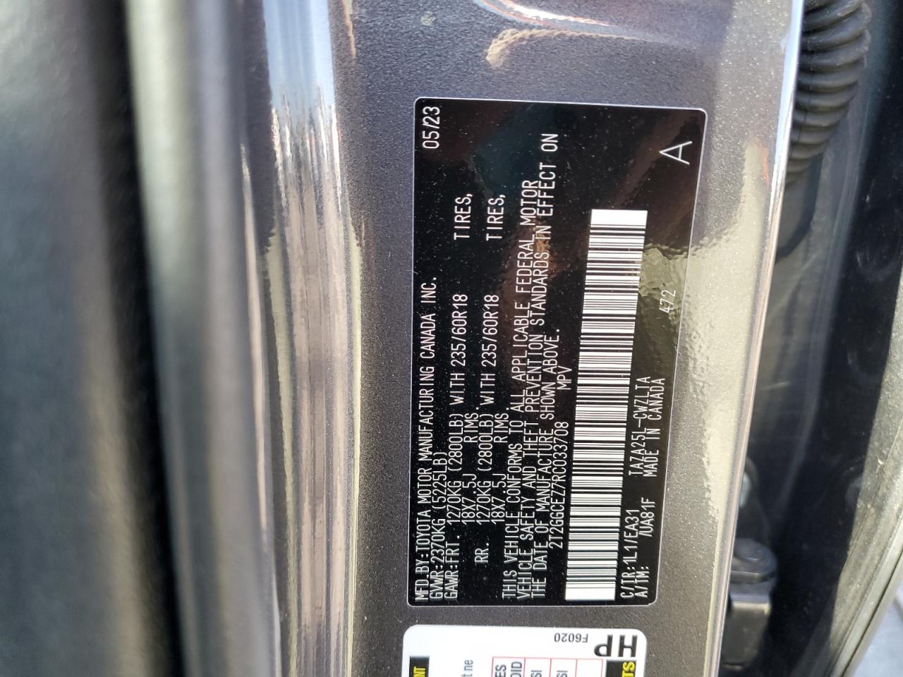 2024 LEXUS NX 350 PREMIUM VIN:2T2GGCEZ7RC033708