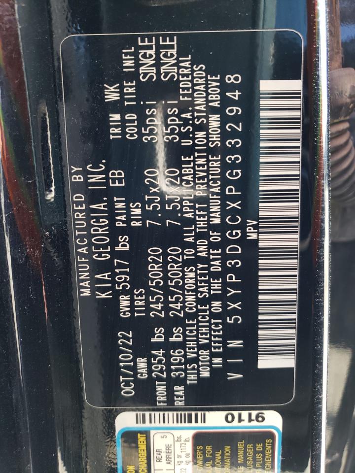 2023 KIA TELLURIDE EX VIN:5XYP3DGCXPG332948