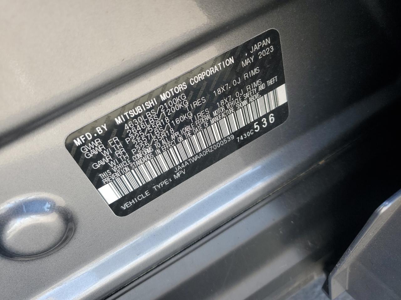 2024 MITSUBISHI ECLIPSE CROSS SE VIN:JA4ATWAA0RZ000539