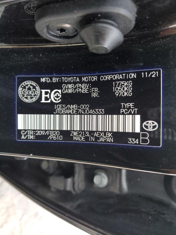 2022 TOYOTA COROLLA  VIN:JTDBAMDE7NJ046333