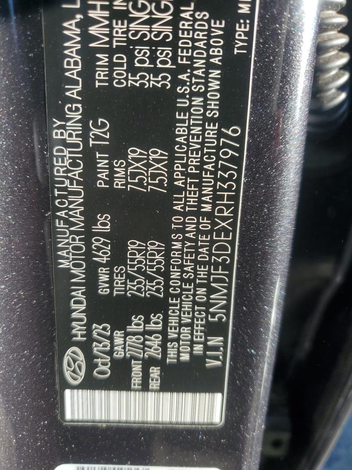 2024 HYUNDAI TUCSON SEL VIN:5NMJF3DEXRH337976