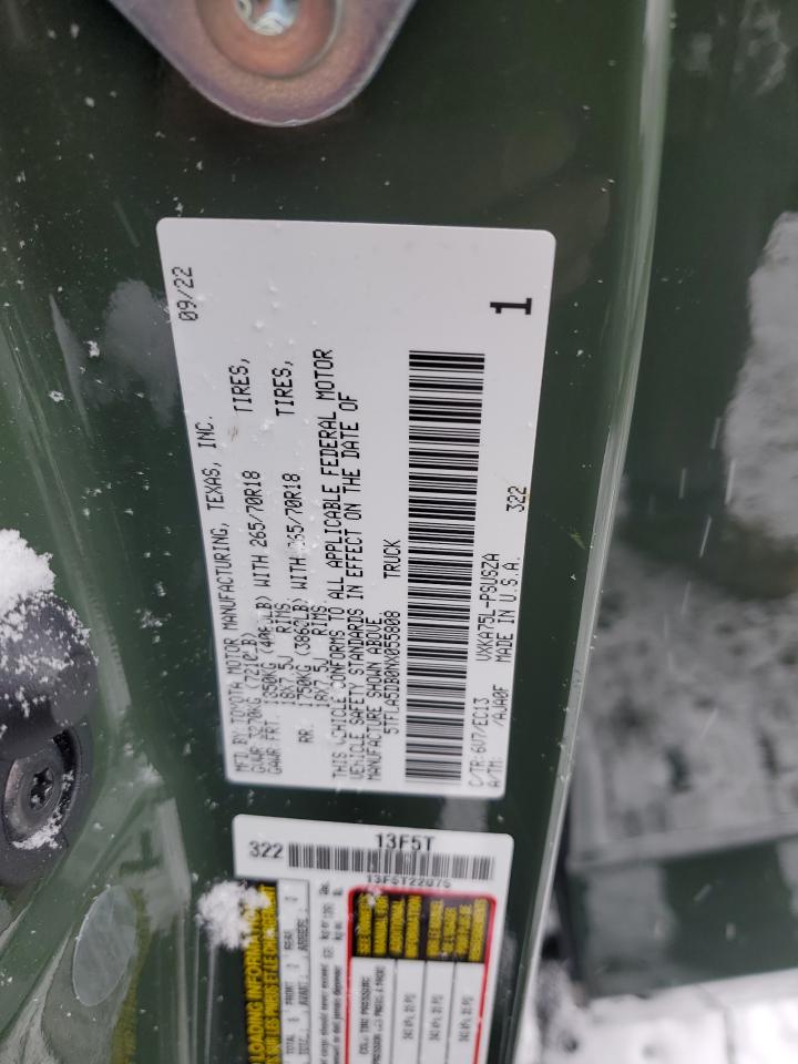 2022 TOYOTA TUNDRA CREWMAX SR VIN:5TFLA5DB0NX055808