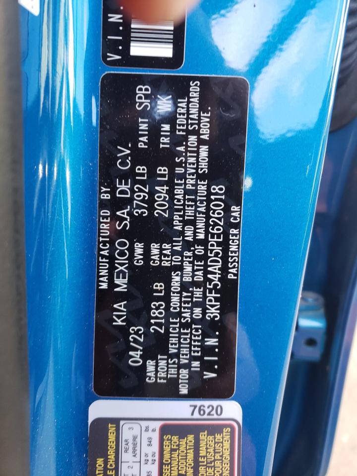2023 KIA FORTE GT LINE VIN:3KPF54AD5PE626018