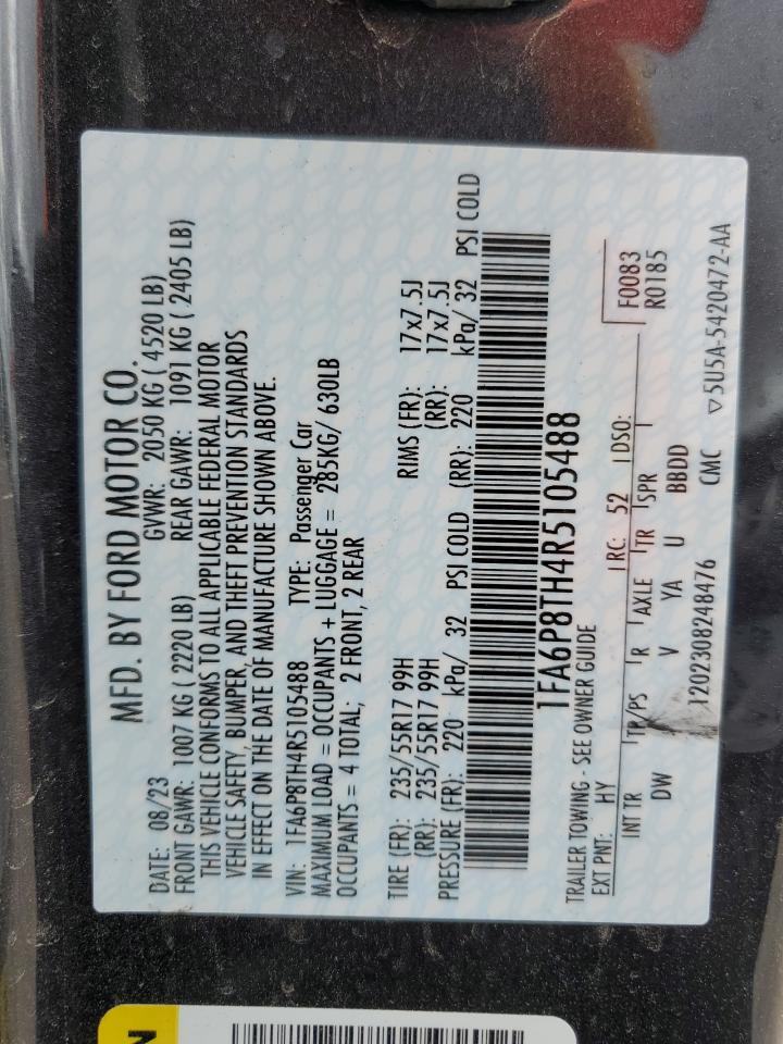 2024 FORD MUSTANG  VIN:1FA6P8TH4R5105488