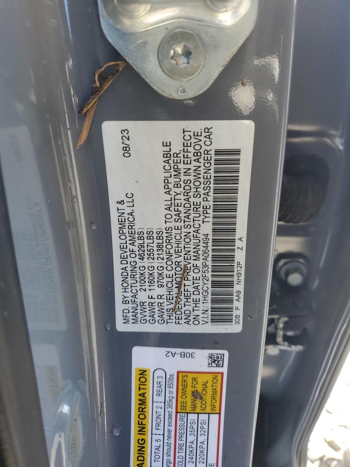 2023 HONDA ACCORD HYBRID SPORT VIN:1HGCY2F53PA064494