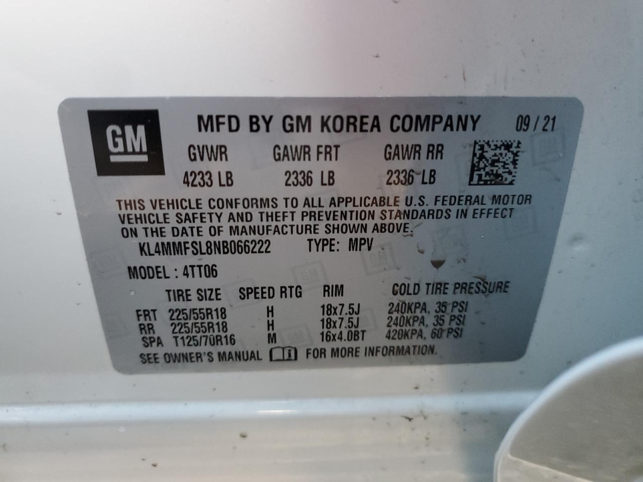 2022 BUICK ENCORE GX ESSENCE VIN:KL4MMFSL8NB066222