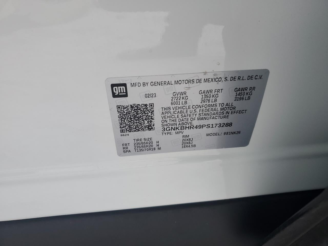 2023 CHEVROLET BLAZER 2LT VIN:3GNKBHR49PS173288