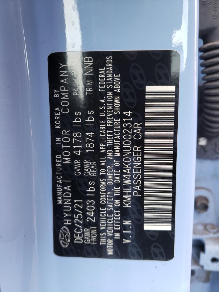 2022 HYUNDAI ELANTRA N  VIN:KMHLW4AK0NU002314