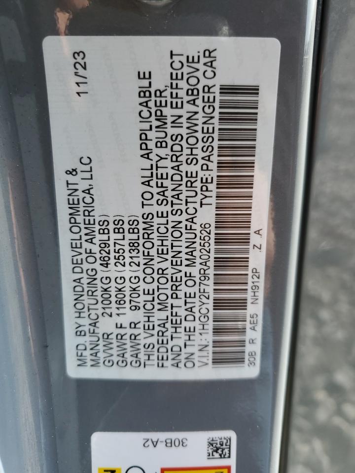 2024 HONDA ACCORD HYBRID SPORT-L VIN:1HGCY2F79RA025526