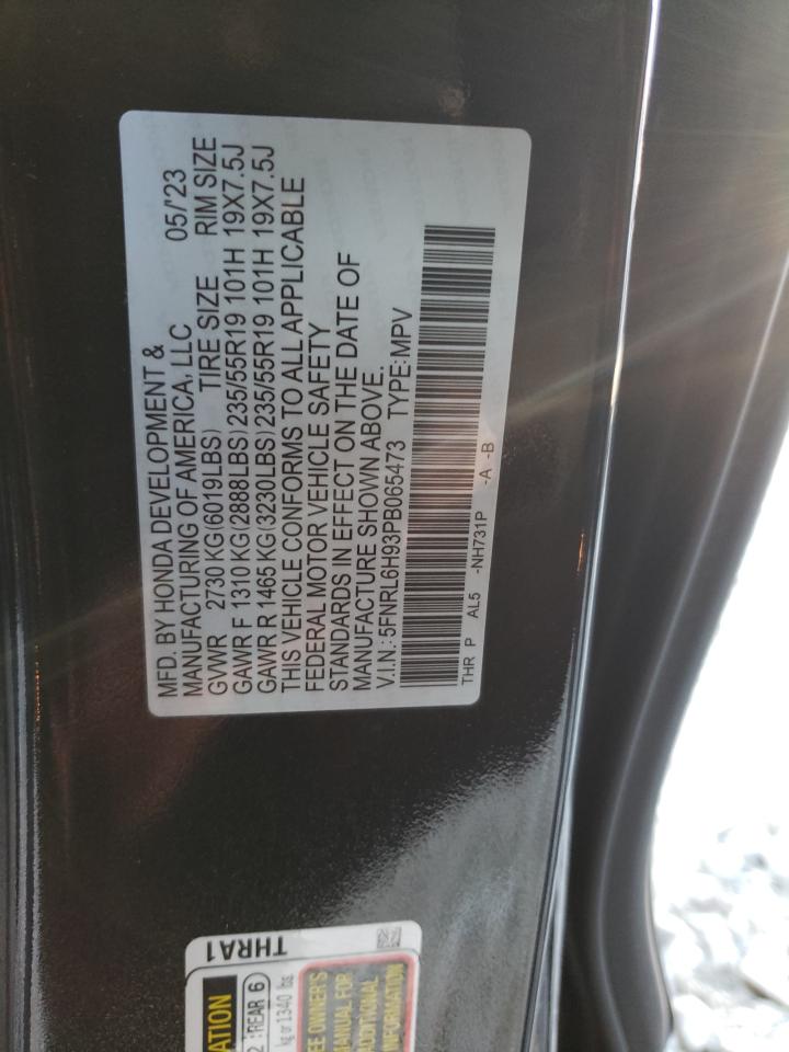 2023 HONDA ODYSSEY ELITE VIN:5FNRL6H93PB065473