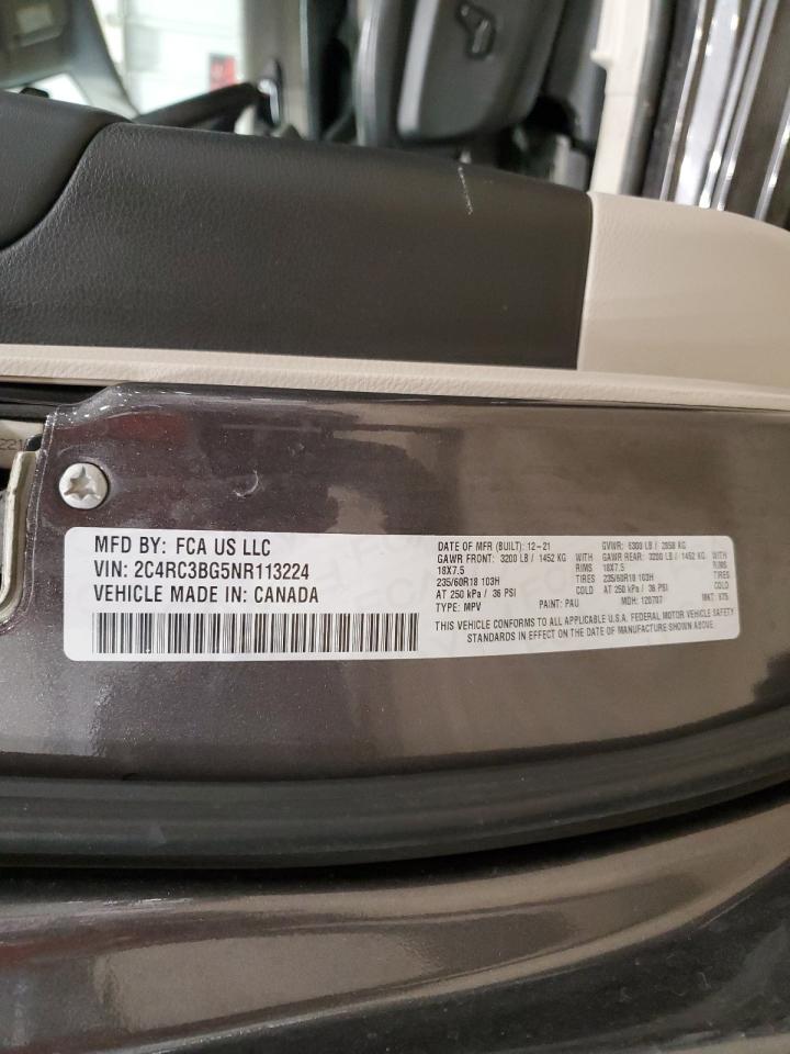 2022 CHRYSLER PACIFICA TOURING L VIN:2C4RC3BG5NR113224