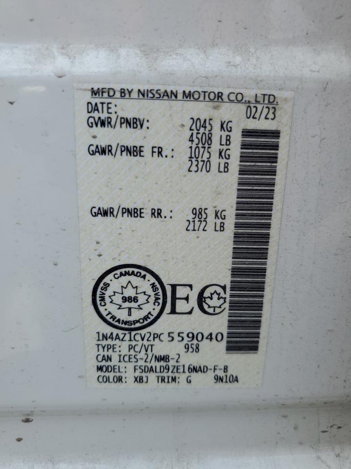 2023 NISSAN LEAF SV VIN:1N4AZ1CV2PC559040