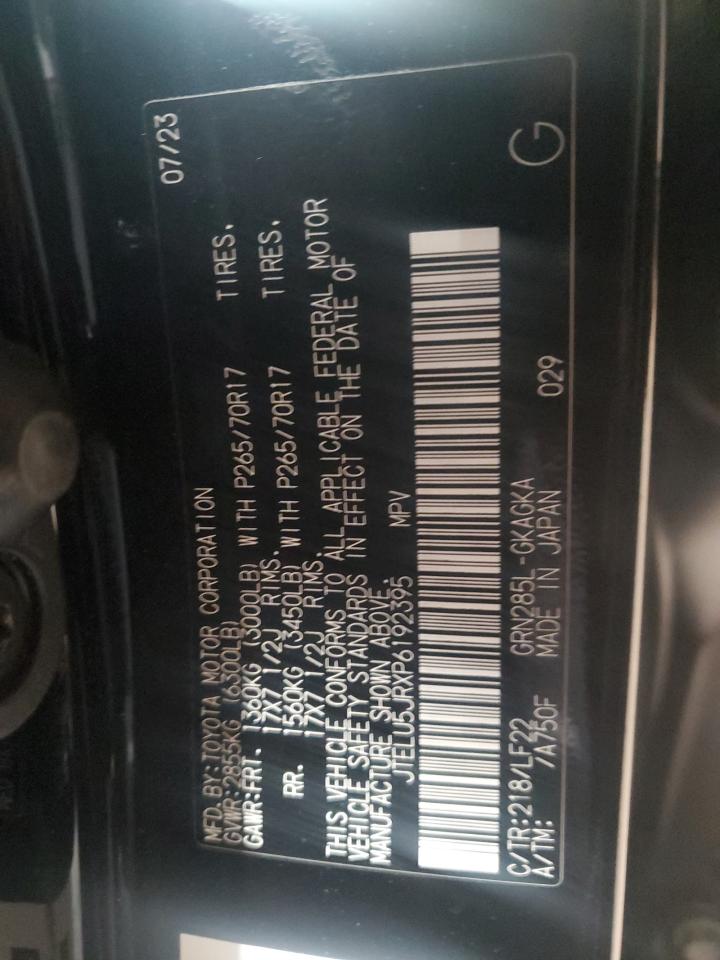 2023 TOYOTA 4RUNNER SE VIN:JTELU5JRXP6192395