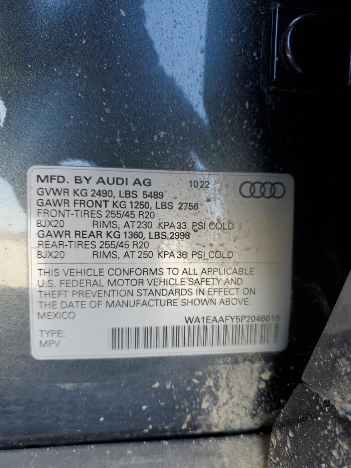2023 AUDI Q5 PREMIUM PLUS 45 VIN:WA1EAAFY5P2046616