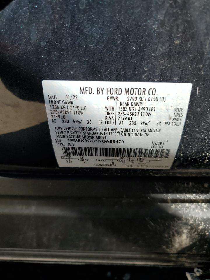 2022 FORD EXPLORER ST VIN:1FM5K8GC1NGA88470