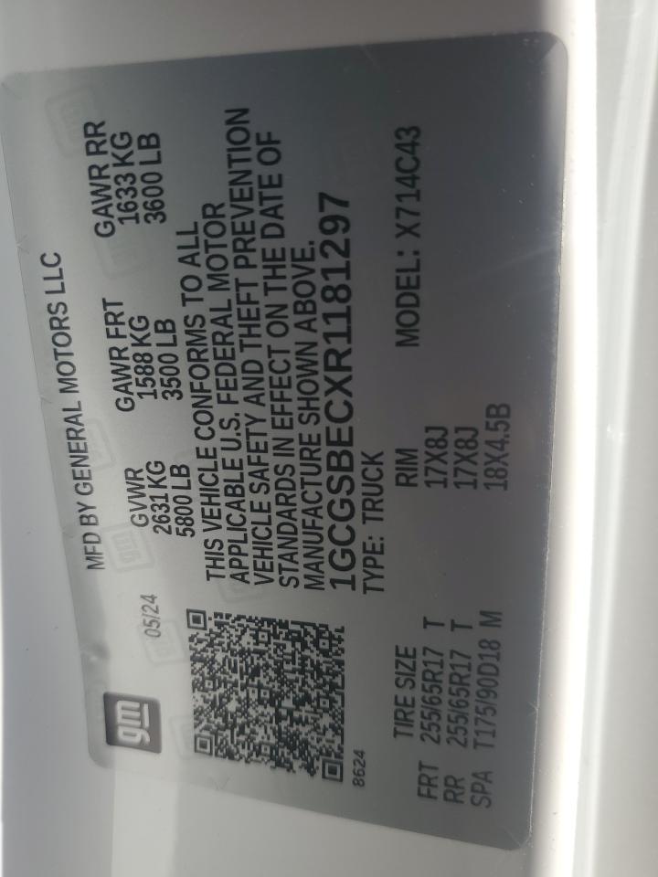 2024 CHEVROLET COLORADO  VIN:1GCGSBECXR1181297