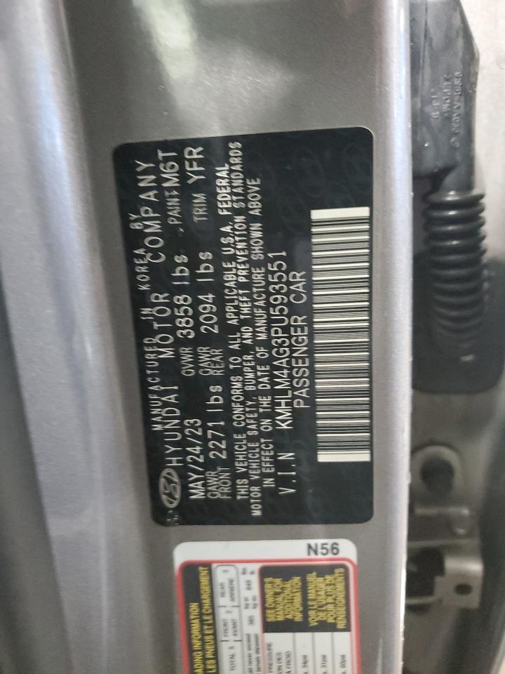2023 HYUNDAI ELANTRA SEL VIN:KMHLM4AG3PU593551