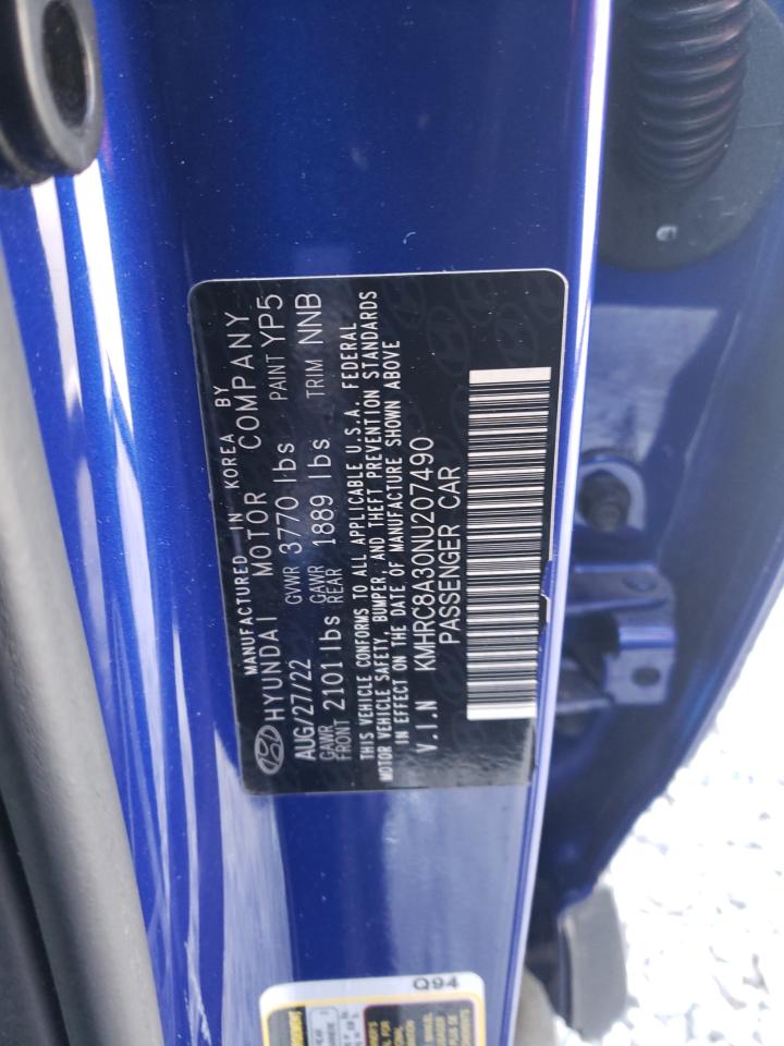 2022 HYUNDAI VENUE SEL VIN:KMHRC8A30NU207490