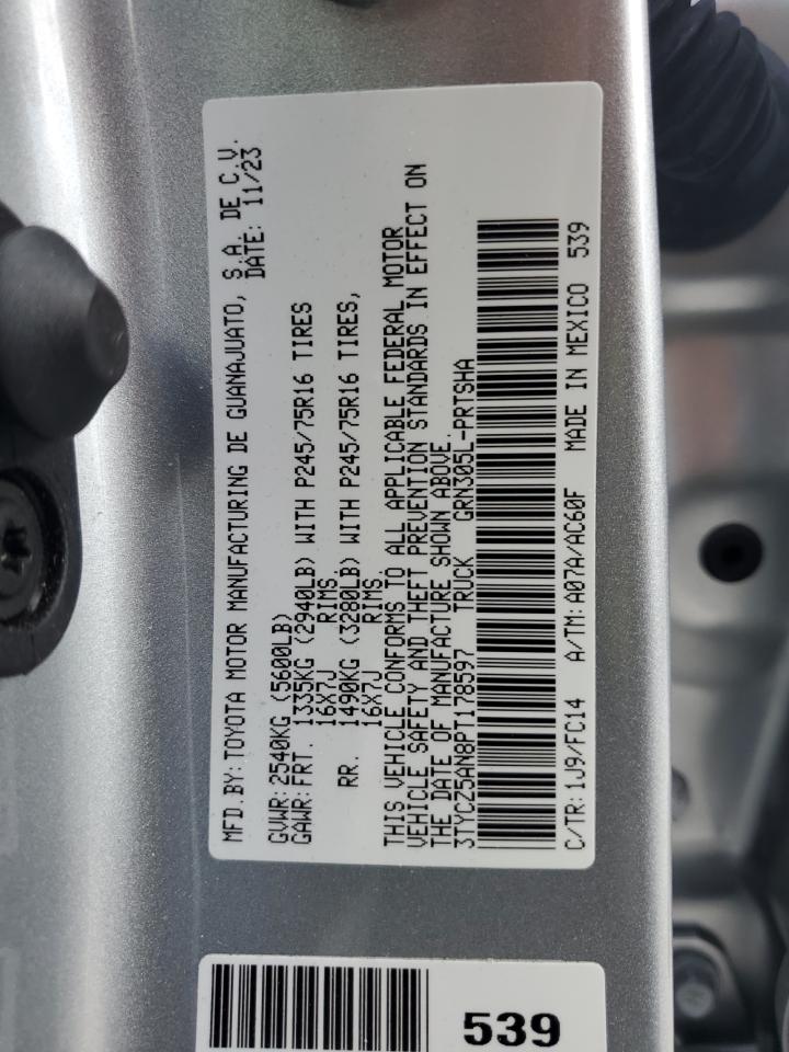 2023 TOYOTA TACOMA DOUBLE CAB VIN:3TYCZ5AN8PT178597