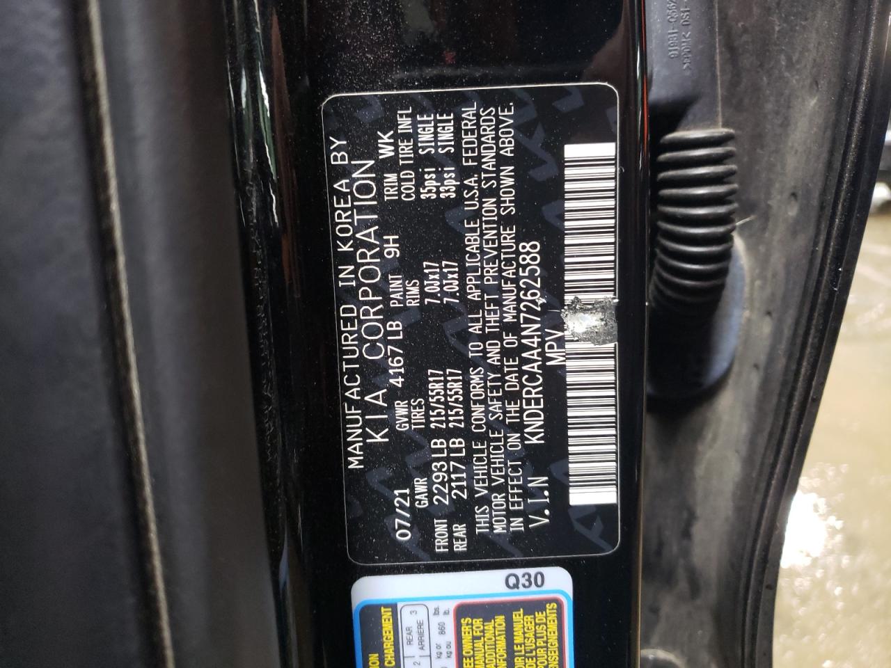 2022 KIA SELTOS EX VIN:KNDERCAA4N7262588