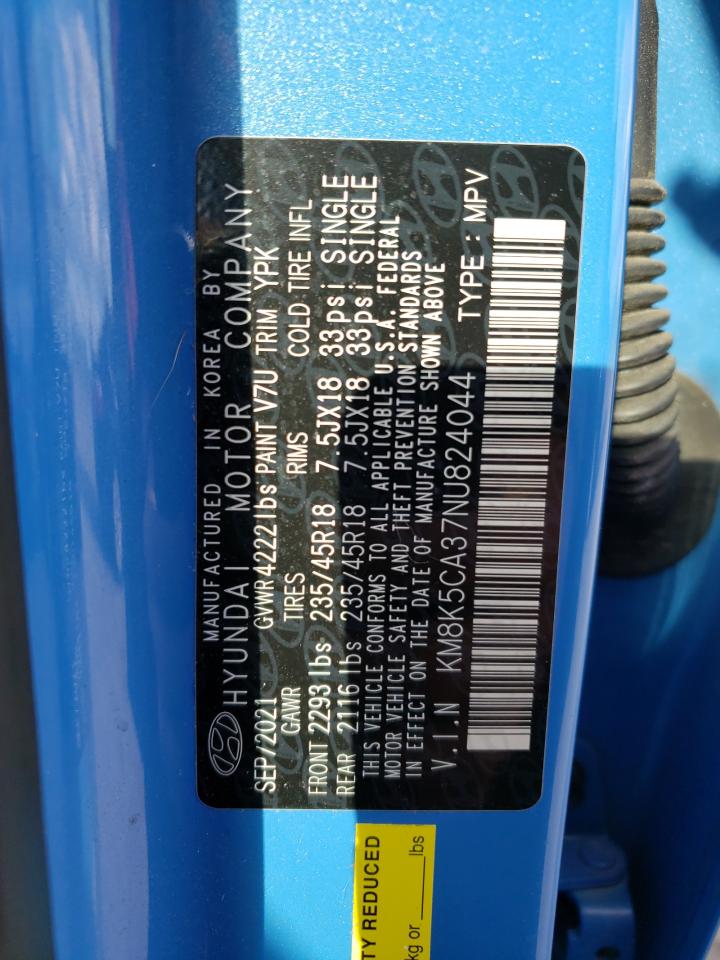 2022 HYUNDAI KONA LIMITED VIN:KM8K5CA37NU824044