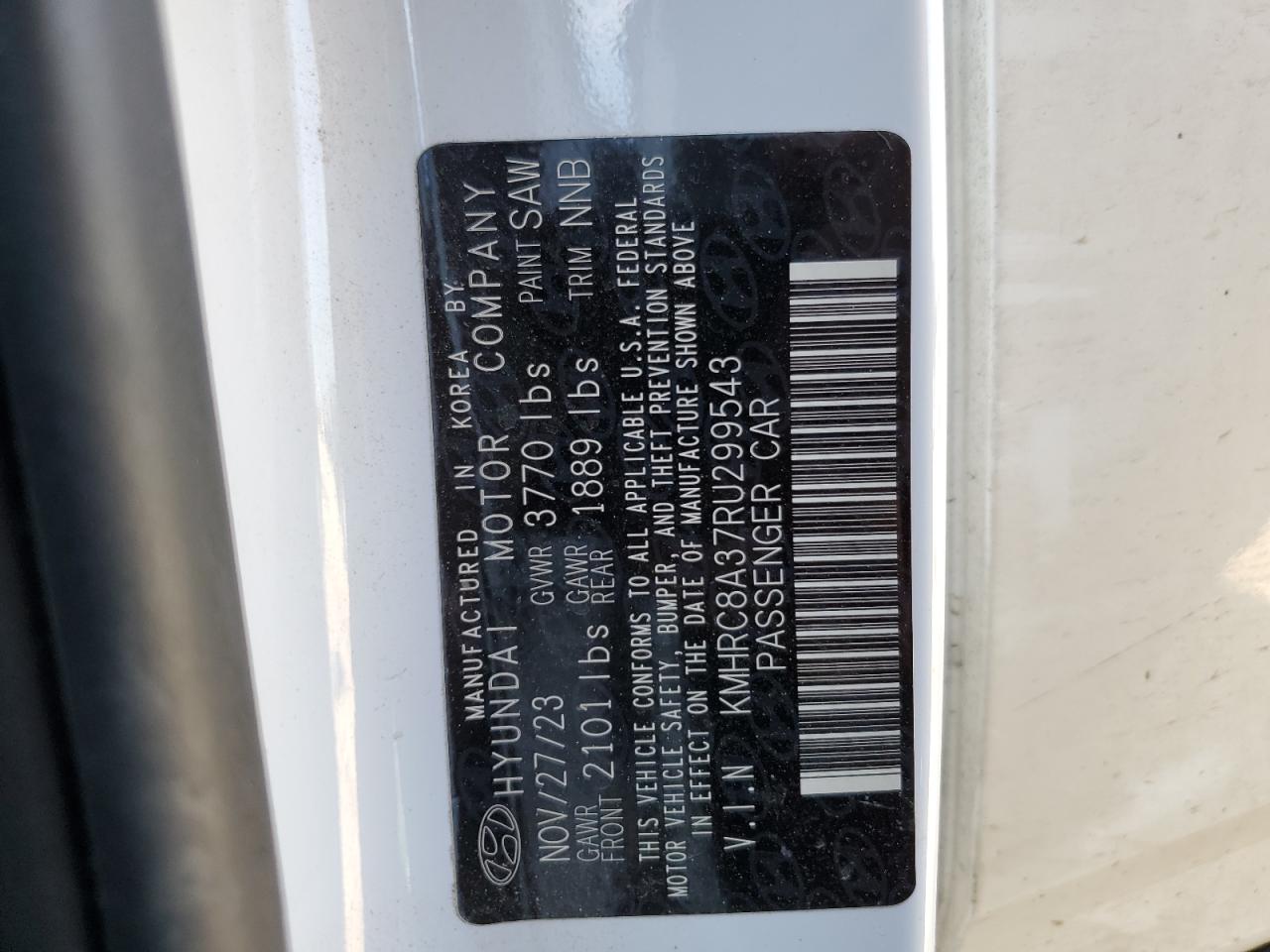 2024 HYUNDAI VENUE SEL VIN:KMHRC8A37RU299543