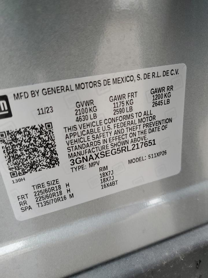 2024 CHEVROLET EQUINOX LS VIN:3GNAXSEG5RL217651