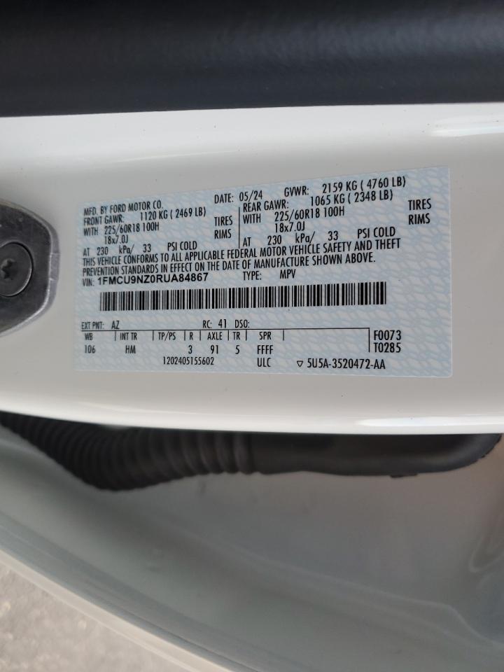 2024 FORD ESCAPE ST LINE SELECT VIN:1FMCU9NZ0RUA84867