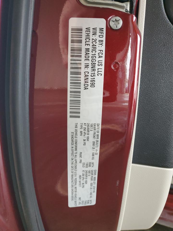 2022 CHRYSLER PACIFICA LIMITED VIN:2C4RC1GG8NR151690