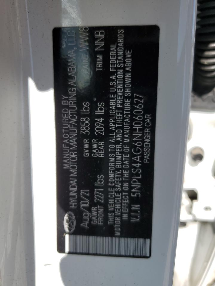 2022 HYUNDAI ELANTRA SEL VIN:5NPLS4AG6NH060627