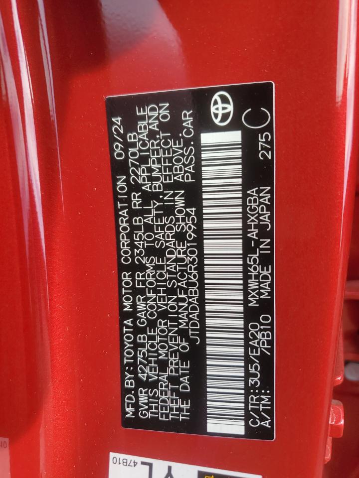 2024 TOYOTA PRIUS LE VIN:JTDADABU6R3019954