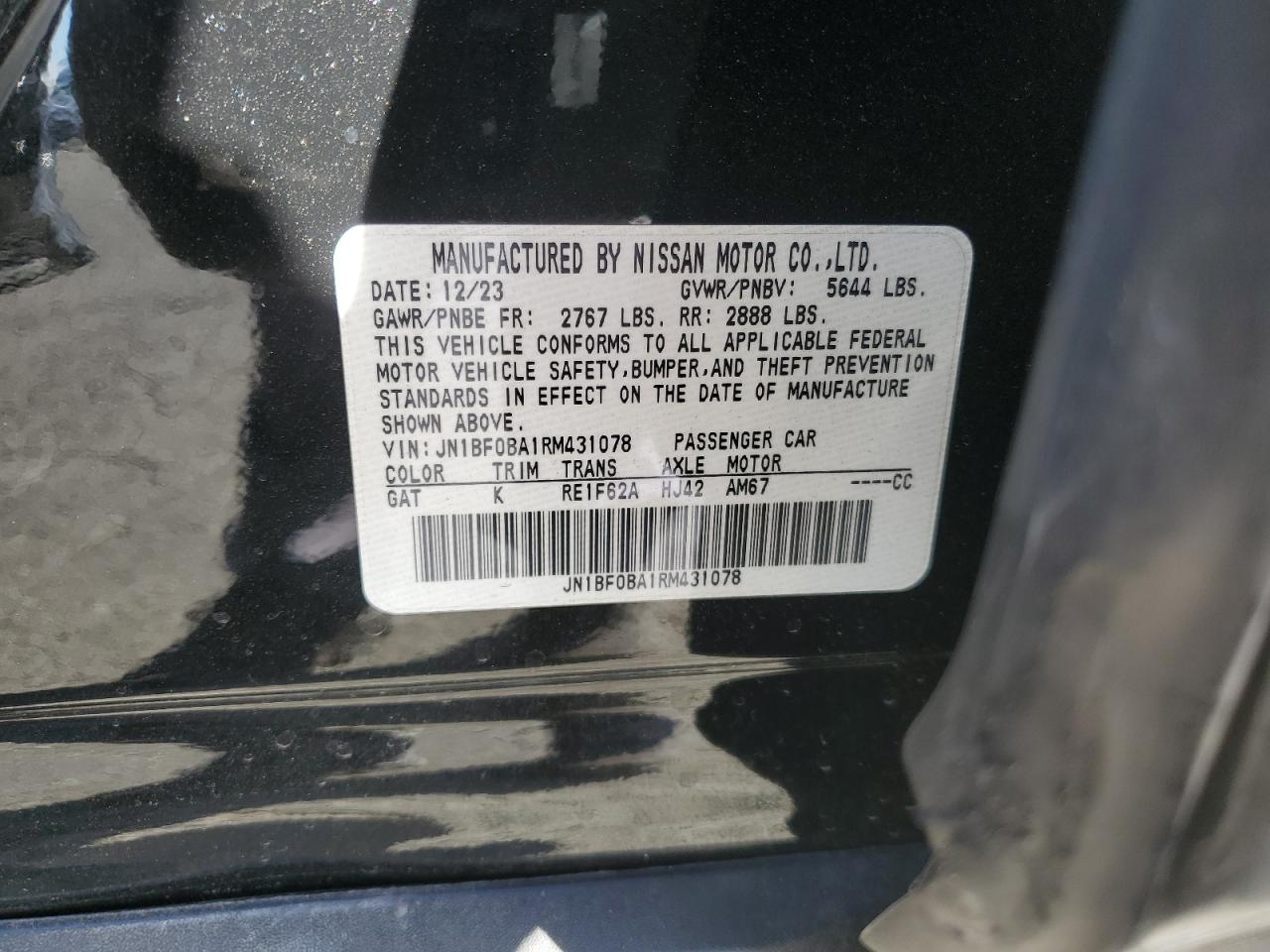 2024 NISSAN ARIYA EVOLVE+ VIN:JN1BF0BA1RM431078