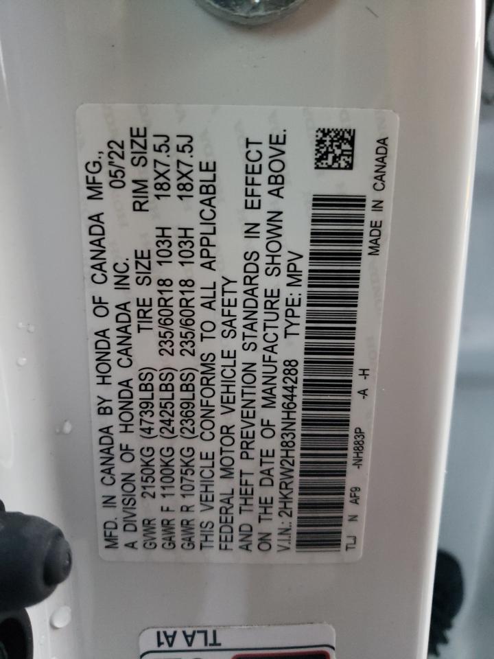 2022 HONDA CR-V EXL VIN:2HKRW2H83NH644288