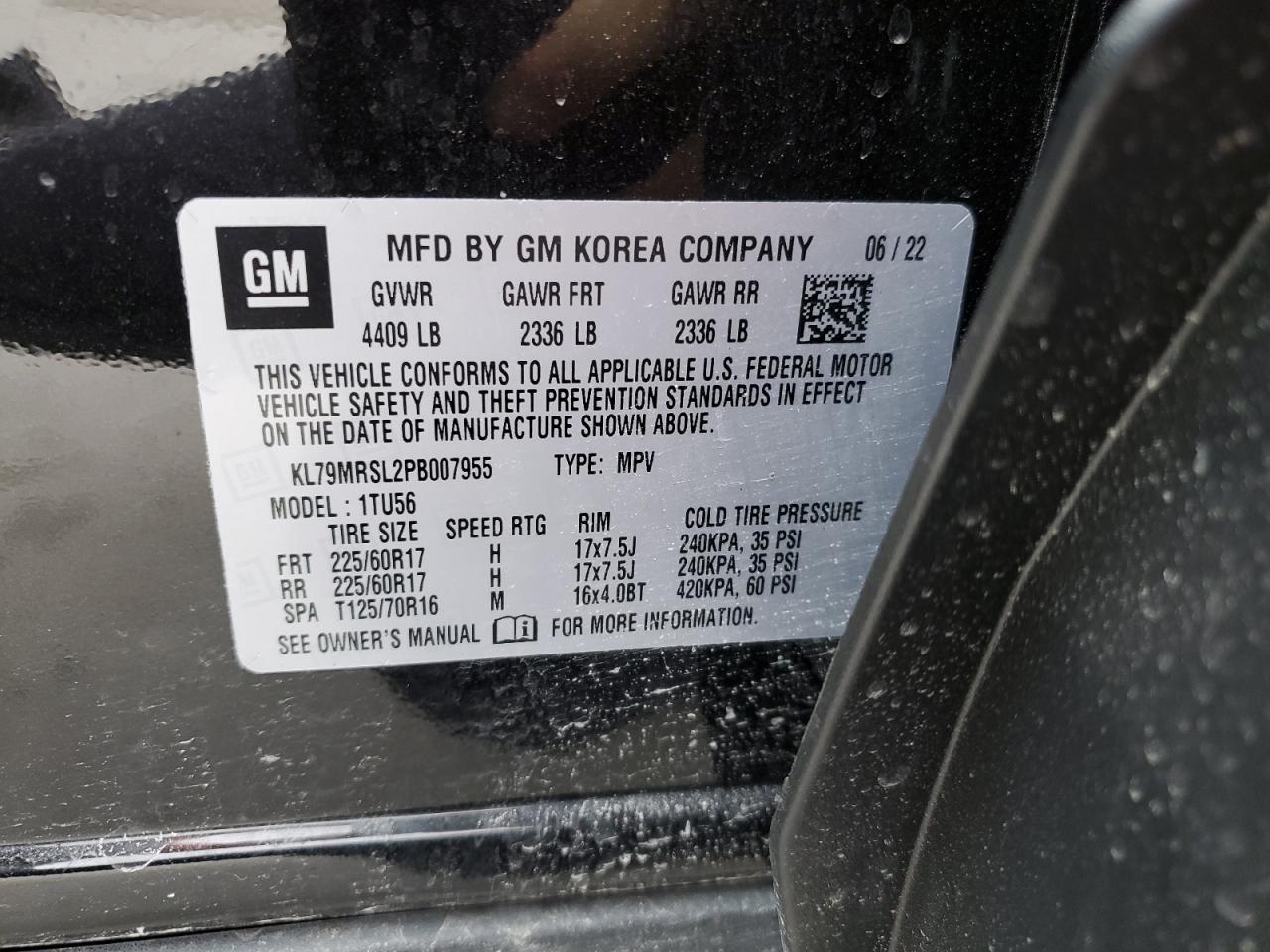 2023 CHEVROLET TRAILBLAZER LT VIN:KL79MRSL2PB007955