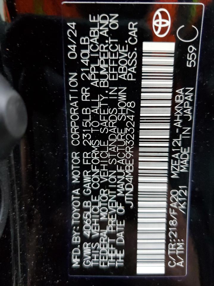 2024 TOYOTA COROLLA SE VIN:JTND4MBE9R3232478
