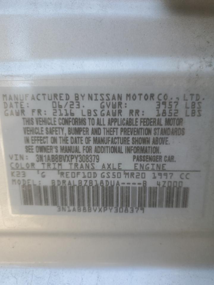 2023 NISSAN SENTRA S VIN:3N1AB8BVXPY308379