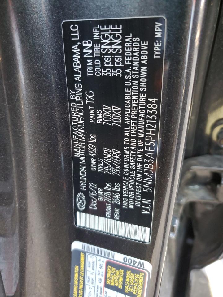 2023 HYUNDAI TUCSON SEL VIN:5NMJB3AE5PH213384