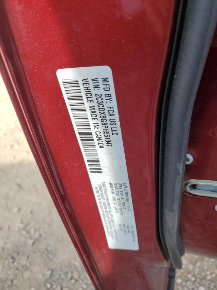 2023 DODGE CHARGER SXT VIN:2C3CDXBG8PH551047