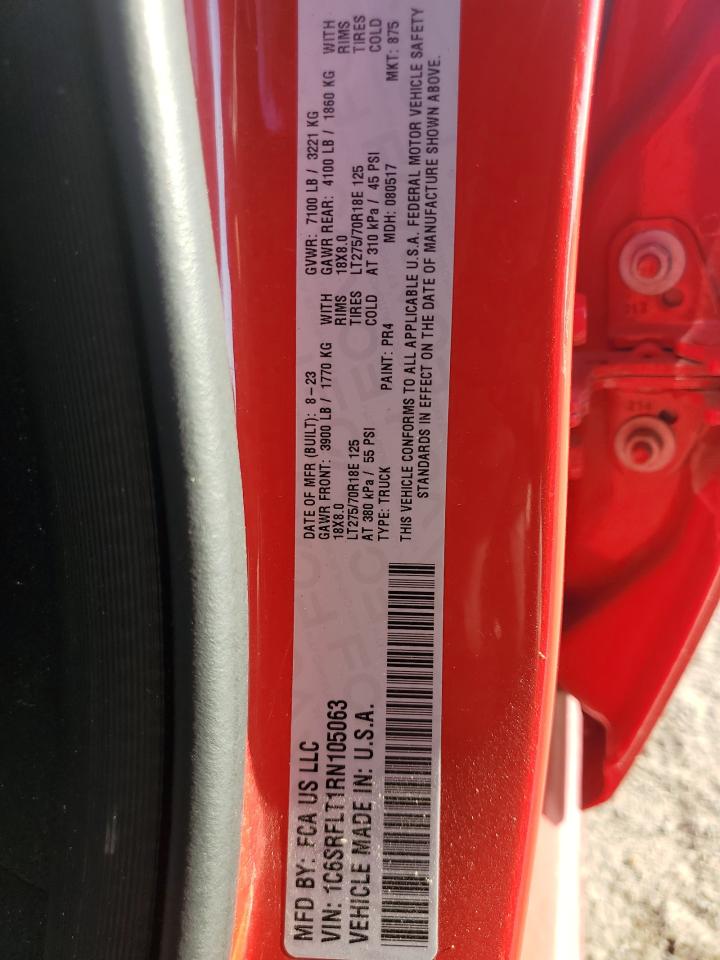 2024 RAM 1500 REBEL VIN:1C6SRFLT1RN105063