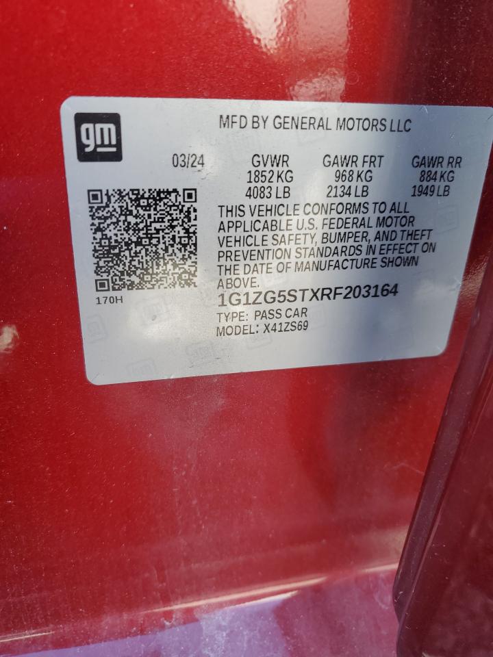 2024 CHEVROLET MALIBU RS VIN:1G1ZG5STXRF203164