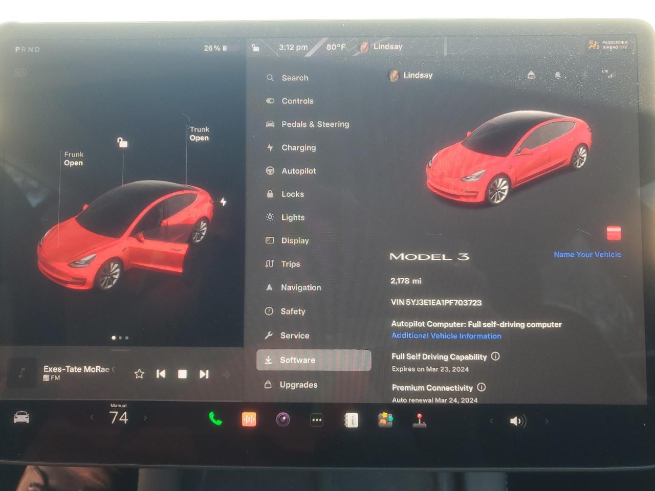 2023 TESLA MODEL 3  VIN:5YJ3E1EA1PF703723