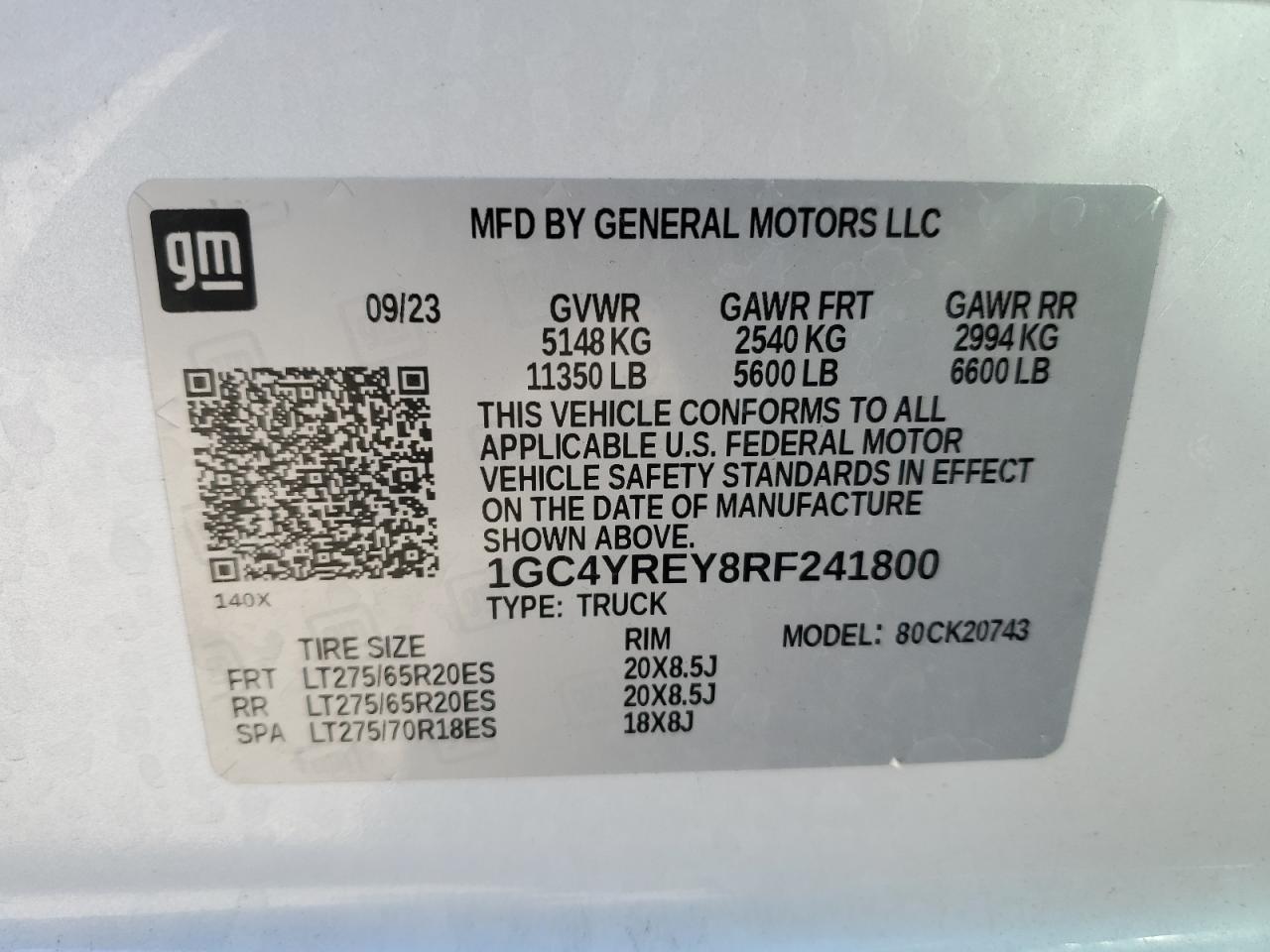 2024 CHEVROLET SILVERADO K2500 HIGH COUNTRY VIN:1GC4YREY8RF241800