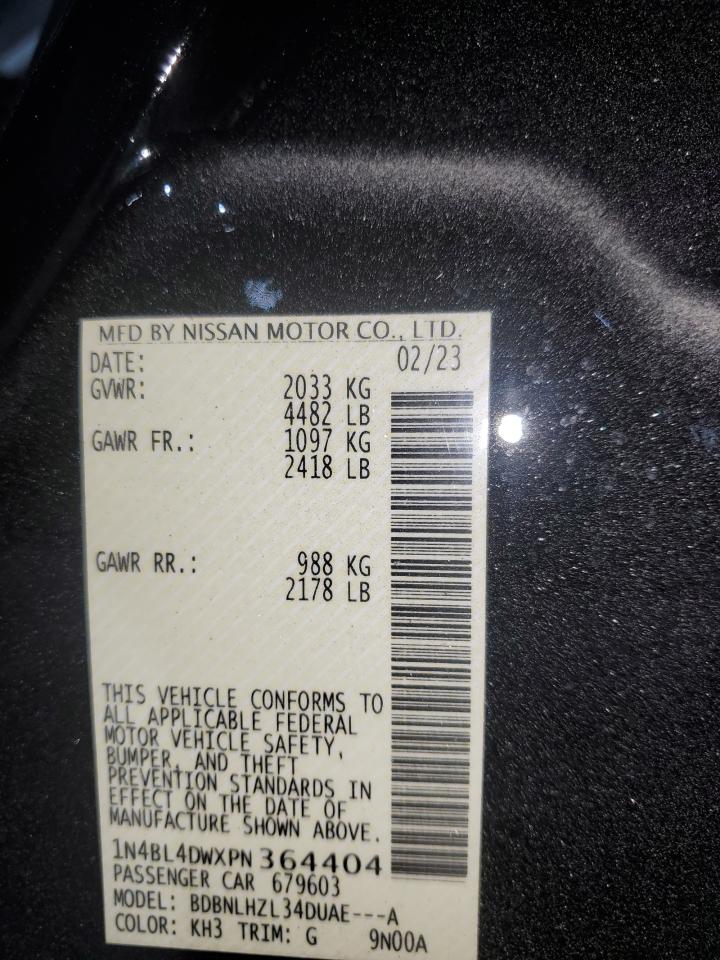 2023 NISSAN ALTIMA SV VIN:1N4BL4DWXPN364404