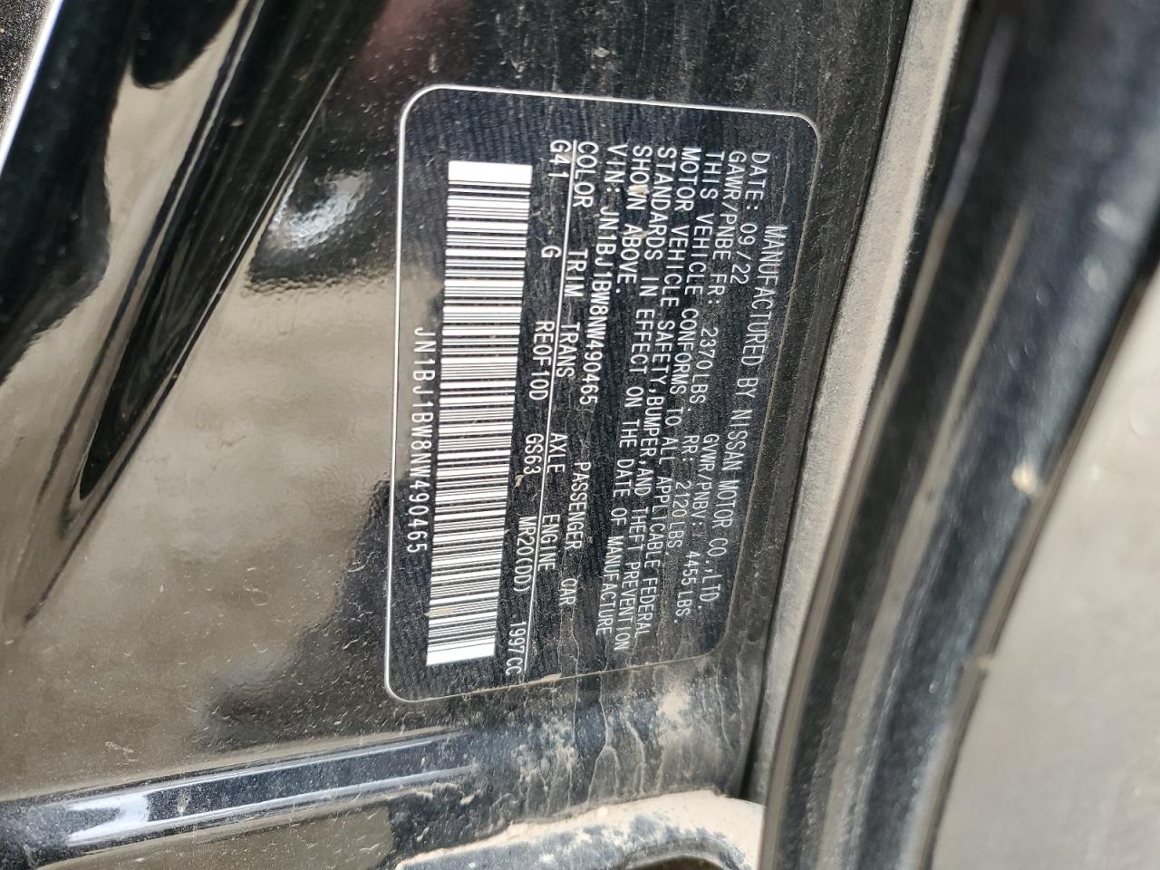 2022 NISSAN ROGUE SPORT SV VIN:JN1BJ1BW8NW490465
