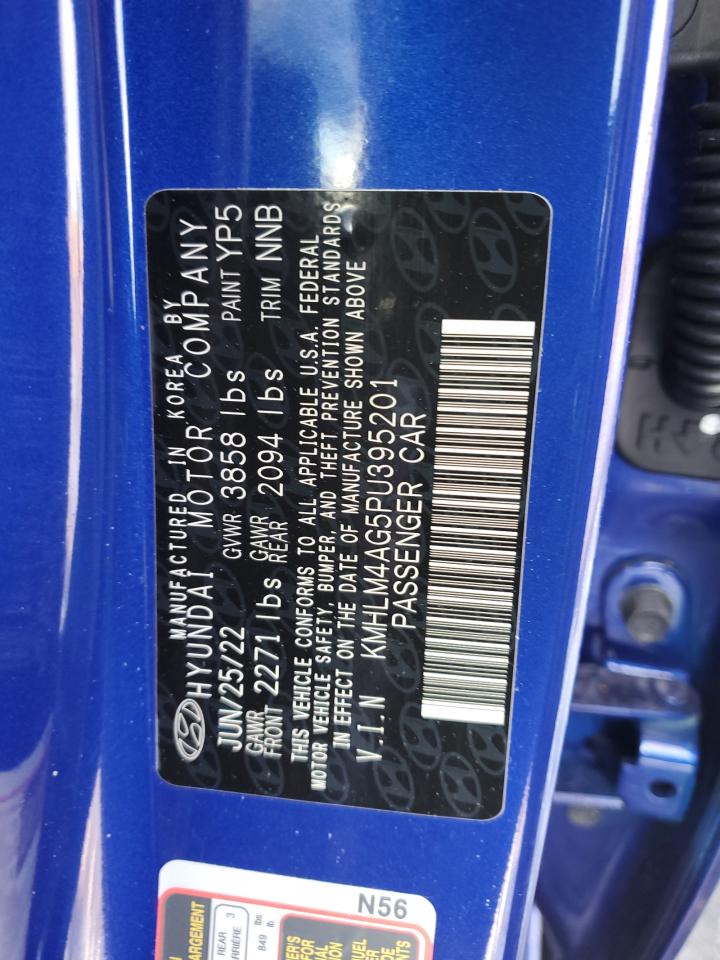 2023 HYUNDAI ELANTRA SEL VIN:KMHLM4AG5PU395201