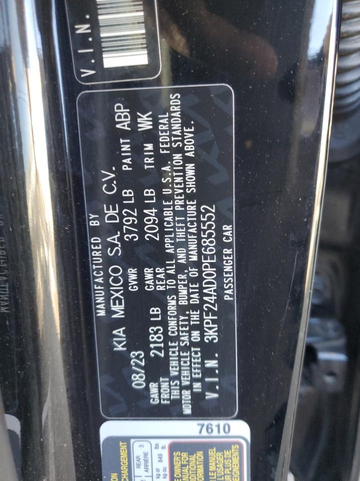 2023 KIA FORTE LX VIN:WP0AA2A8XNS255297