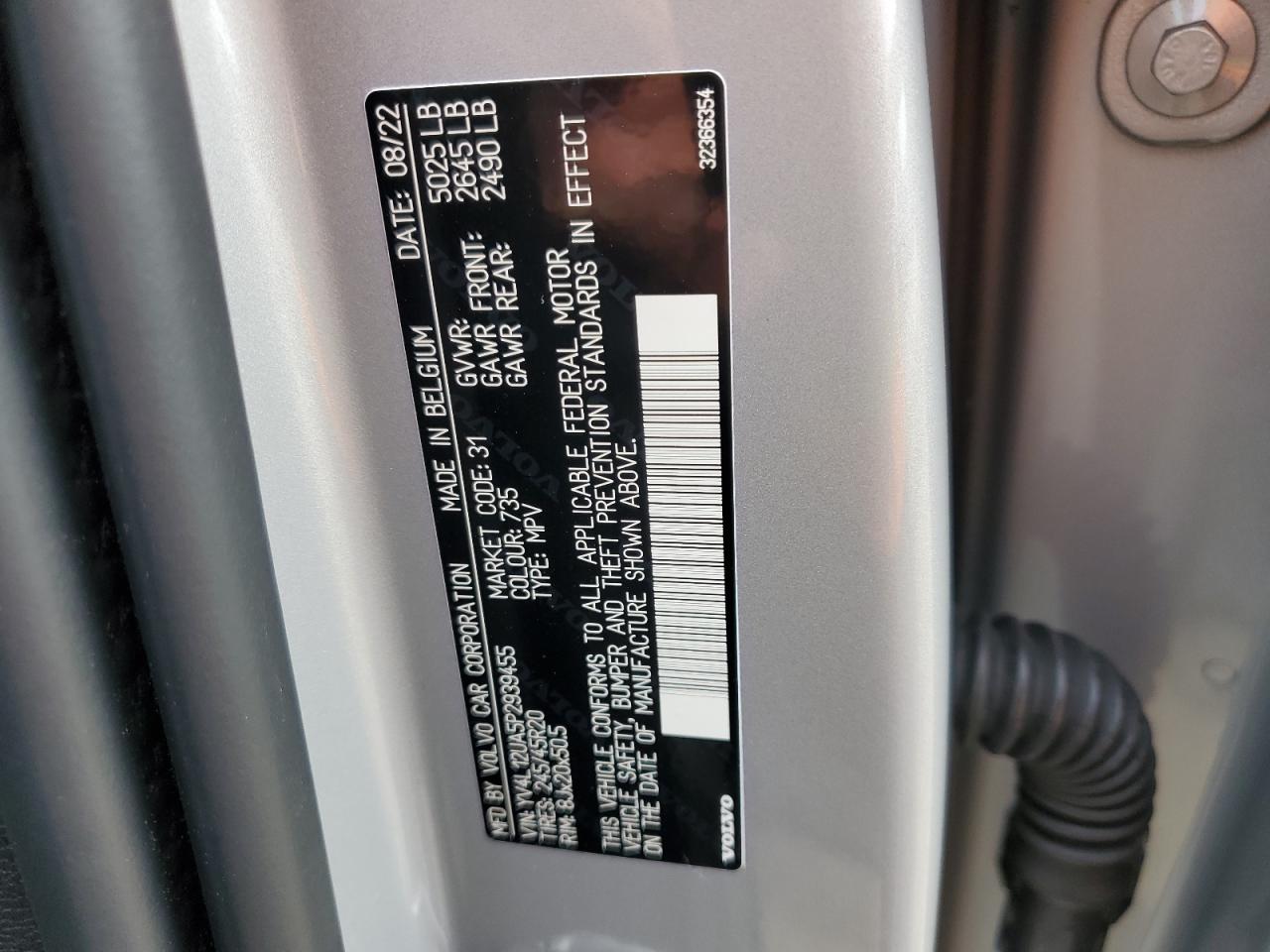 2023 VOLVO XC40 ULTIMATE VIN:1C3CDFBB6FD374380