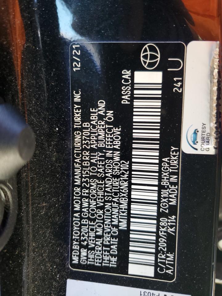 2022 TOYOTA C-HR XLE VIN:NMTKHMBX6NR142102