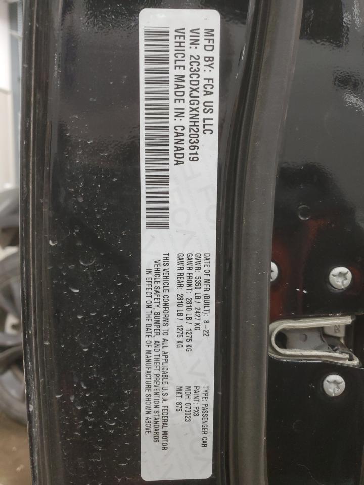 2022 DODGE CHARGER SXT VIN:2C3CDXJGXNH203619